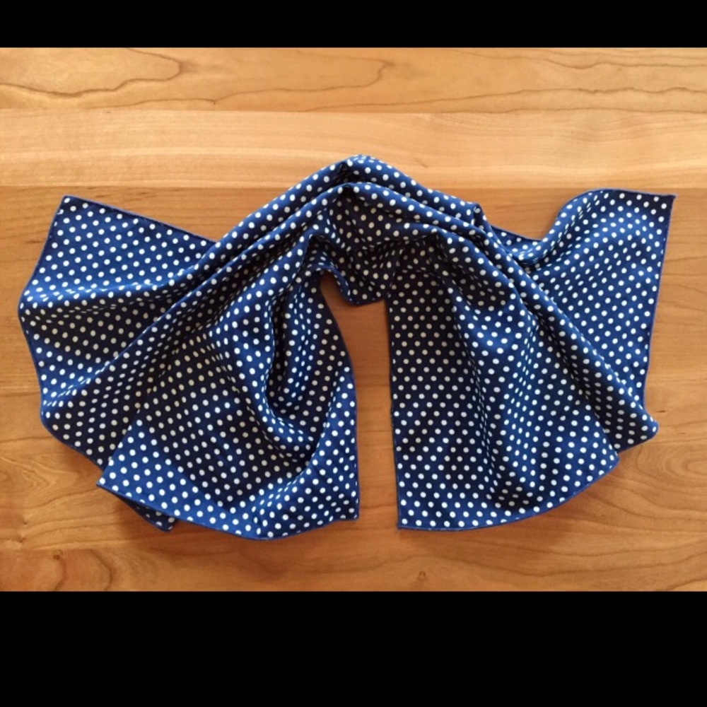 Navy Blue & White Mini Polka Dot Scarf